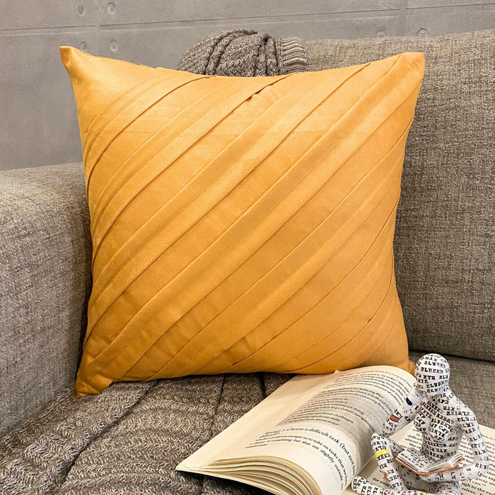 Contemporary Mustard Yellow - Mustard Faux Suede Decorative Euro Sham