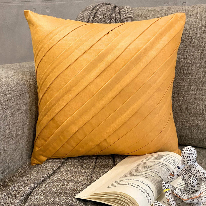 Contemporary Mustard Yellow - Mustard Faux Suede Decorative Euro Sham