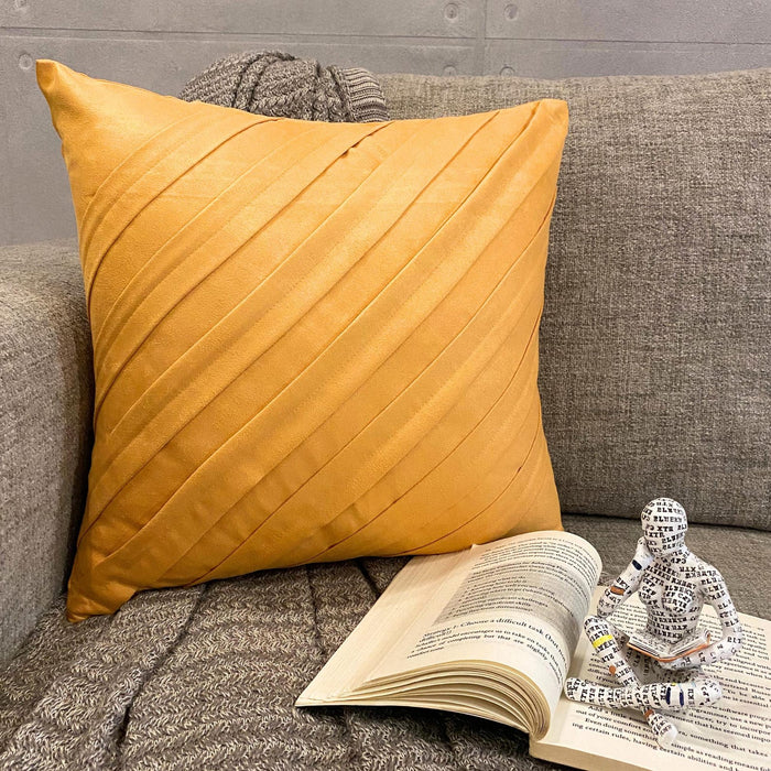 Contemporary Mustard Yellow - Mustard Faux Suede Decorative Euro Sham