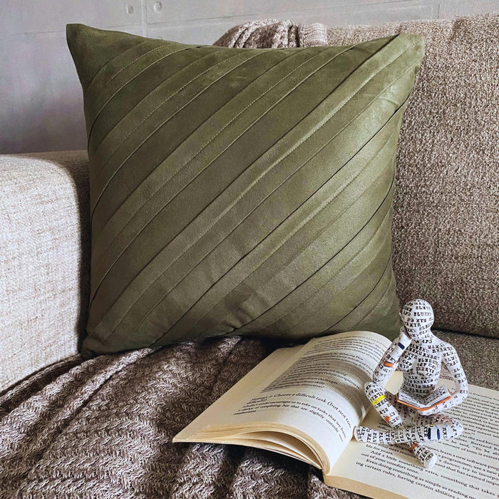 Contemporary Olive - Olive Green Faux Suede Decorative Euro Sham