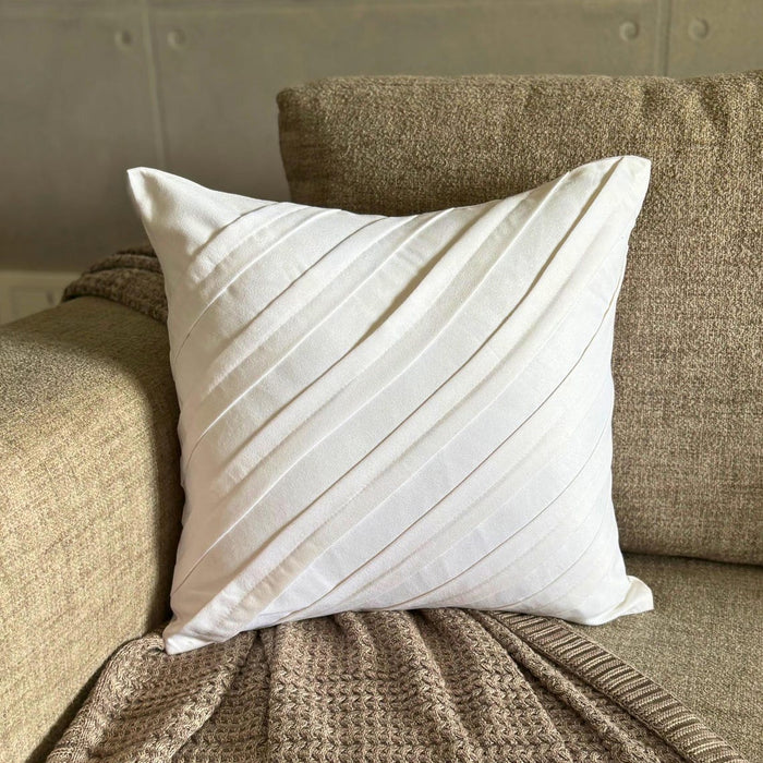 Contemporary White - White Faux Suede Throw Pillow Cover