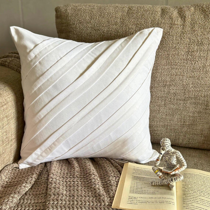 Contemporary White - White Faux Suede Throw Pillow Cover