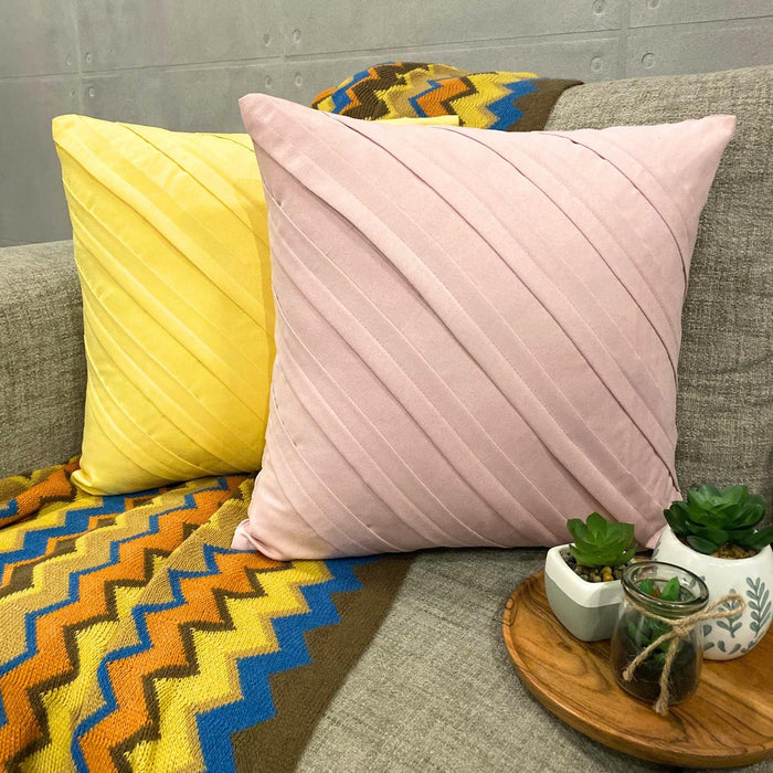 Contemporary Yellow - Yellow Faux Suede Throw Pillow Cover