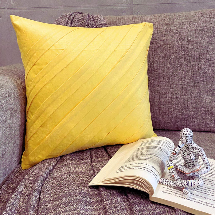 Contemporary Yellow - Yellow Faux Suede Throw Pillow Cover