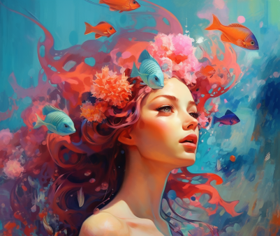 Coral Hair Mermaid