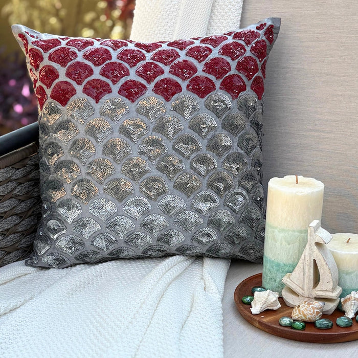 Cranberry Space Gray Silk Throw Pillow Cover