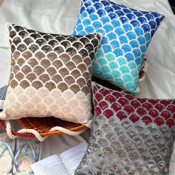 Cranberry Space - Gray Art Silk Throw Pillow Cover