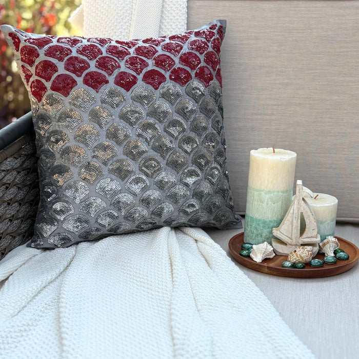 Cranberry Space - Gray Art Silk Throw Pillow Cover