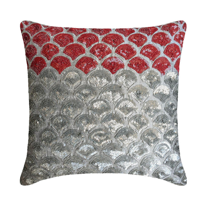 Cranberry Space - Gray Art Silk Throw Pillow Cover