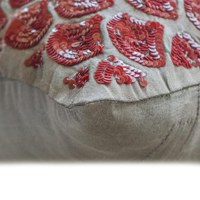 Cranberry Space - Gray Art Silk Throw Pillow Cover