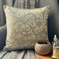 Creamy Damask - Cream Burnout Velvet Throw Pillow Cover