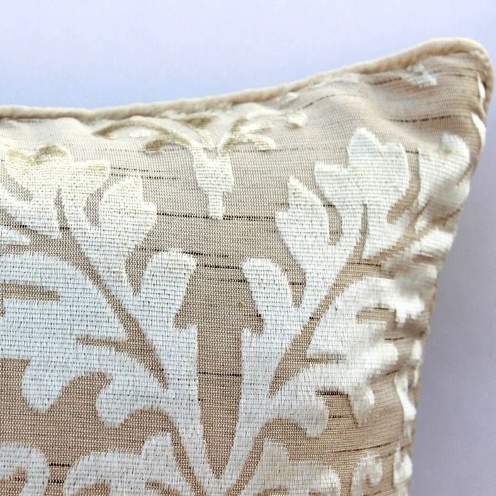 Creamy Damask - Cream Burnout Velvet Throw Pillow Cover