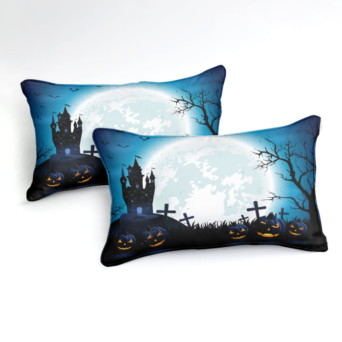 Creepy Moon Castle Pumpkin Duvet Bedding Set