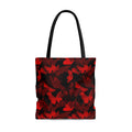 Stylish Crimson Butterfly Tote Bag featuring a vibrant butterfly print, perfect for any occasion.