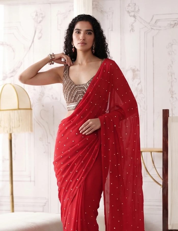 Crimson Horizon Saree