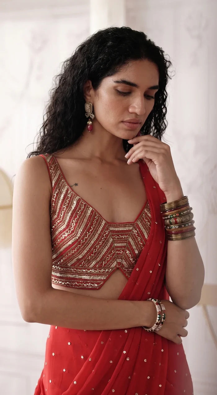 Crimson Horizon Saree