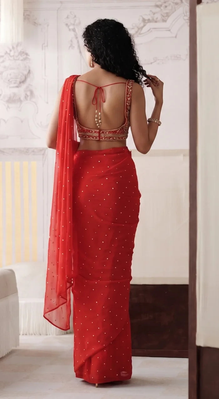Crimson Horizon Saree