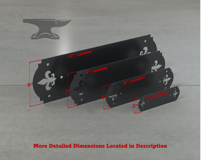 Crowned Fleur De Lis Style Straight Brackets - Various Sizes - Madison Iron and Wood