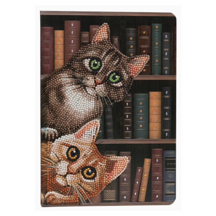 Crystal Art Notebook Kit:  Cats In The Library #CA-60176