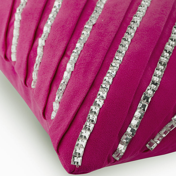 Crystal Heart - Fuchsia Pink Suede Decorative Euro Sham