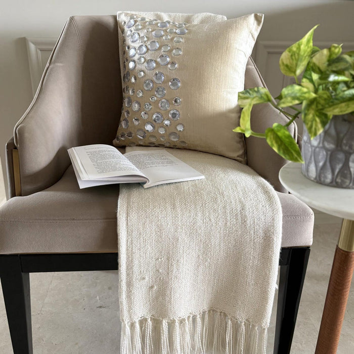 Crystal Moonstone - Ecru Velvet Decorative Euro Sham