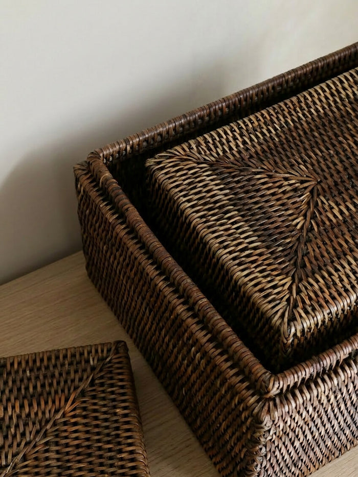 Cullen Rattan Storage Box - Antique Brown