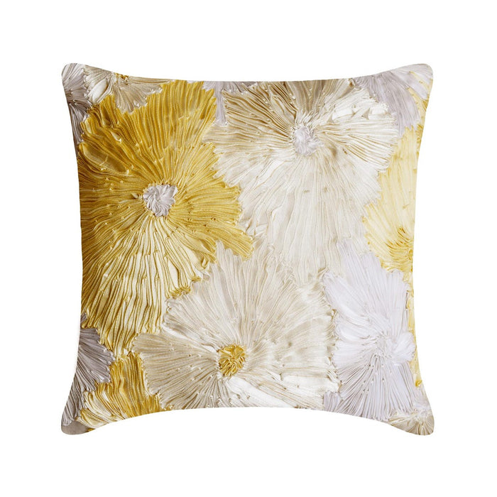 Dandelion - Ivory Art Silk Throw Pillow Cover