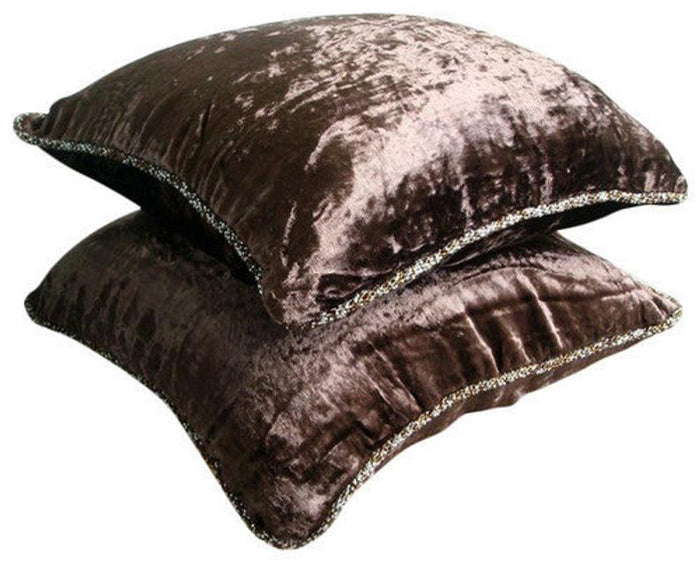 Dark Chocolate Shimmer - Dark Brown Velvet Decorative Euro Sham