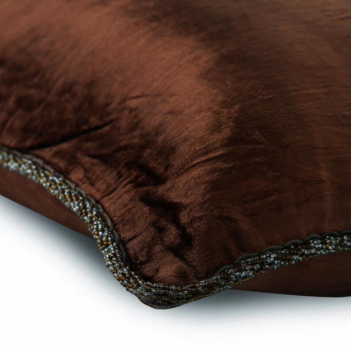 Dark Chocolate Shimmer - Dark Brown Velvet Throw Pillow Cover