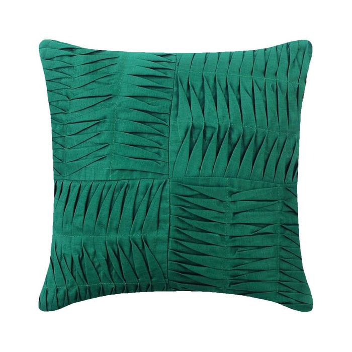 Dark Green Pintuck Block - Dark Green Cotton Linen Decorative Euro Sham