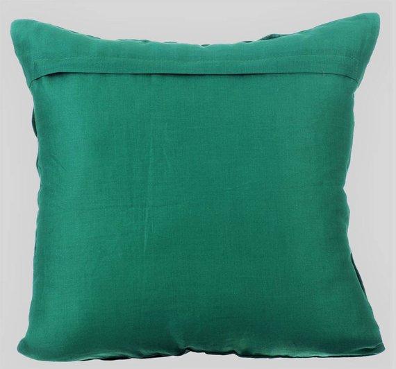 Dark Green Pintuck Block - Dark Green Cotton Linen Decorative Euro Sham