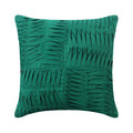 Dark Green Pintuck Block - Dark Green Cotton Linen Throw Pillow Cover