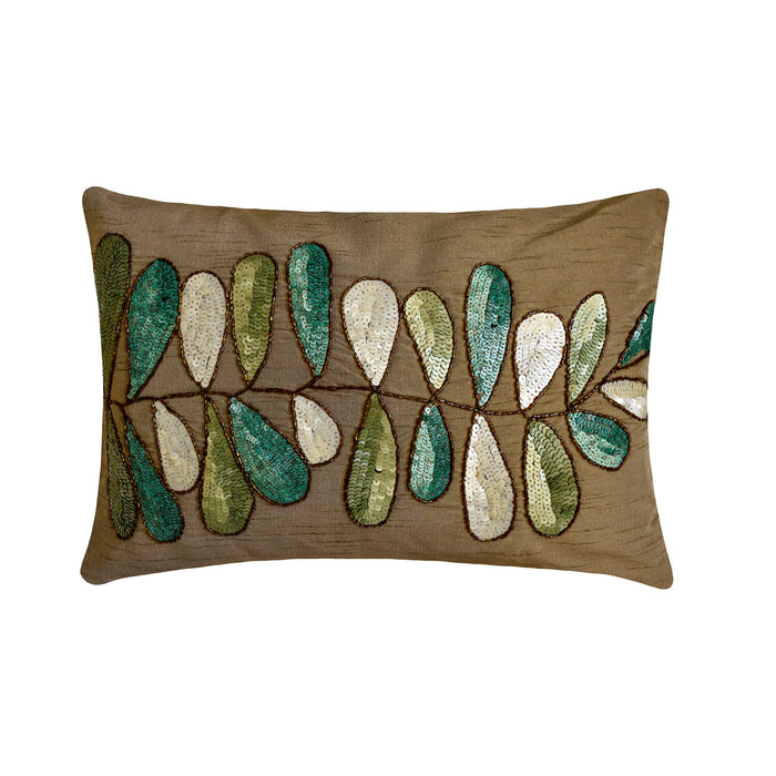 Days Of Leaves - Art Silk Brown Decorative Lumbar Pillow Cover
