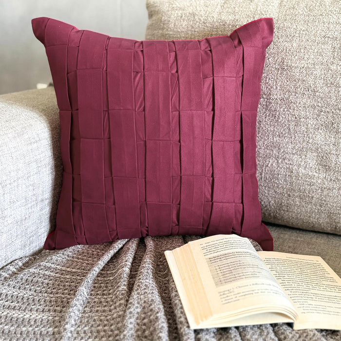 Deep Burgundy Love Tune - Burgundy Suede Throw Pillow Cover