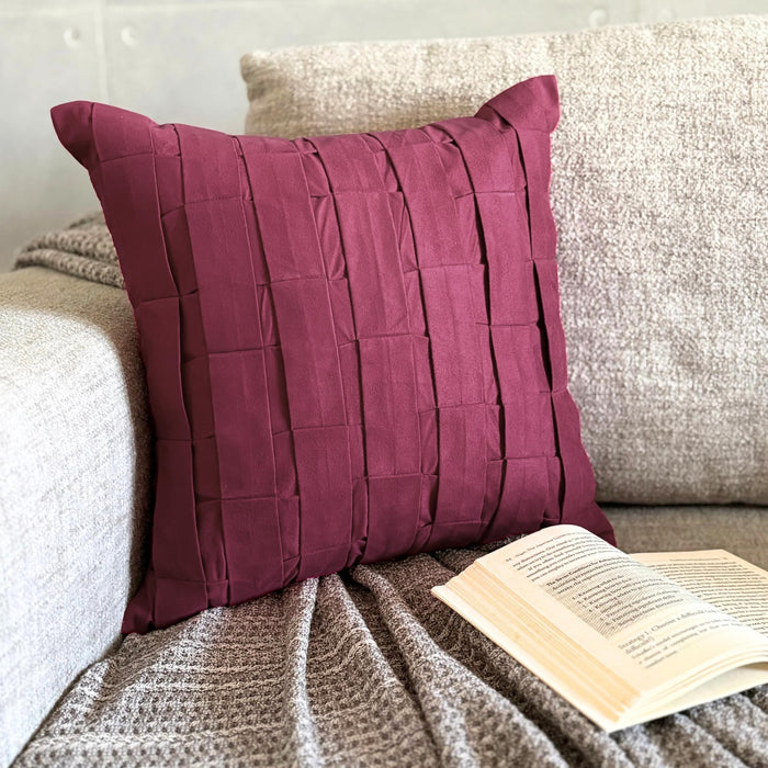 Deep Burgundy Love Tune - Burgundy Suede Throw Pillow Cover