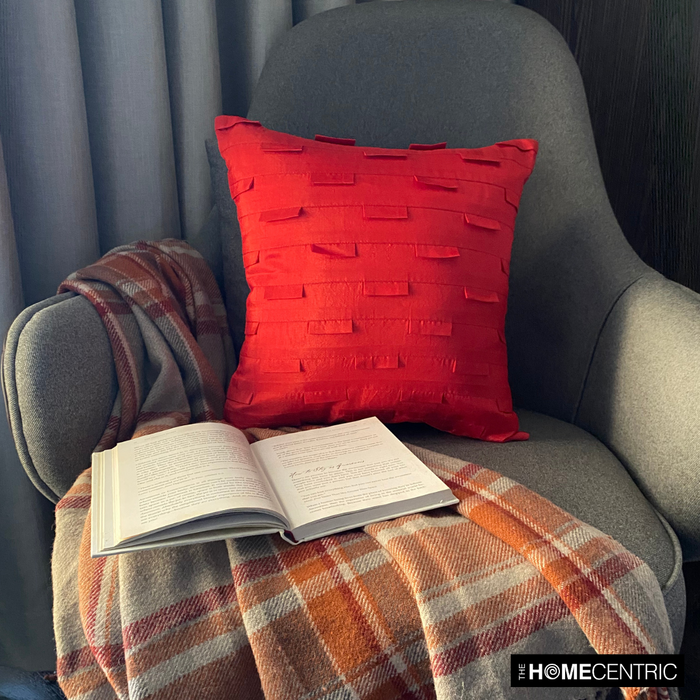 Deep Red Ocean - Deep Red Art Silk Decorative Euro Sham
