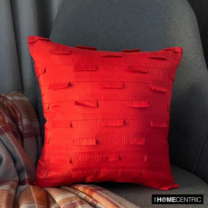 Deep Red Ocean - Deep Red Art Silk Decorative Euro Sham