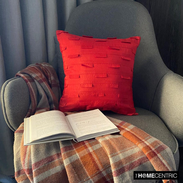 Deep Red Ocean - Deep Red Art Silk Throw Pillow Cover