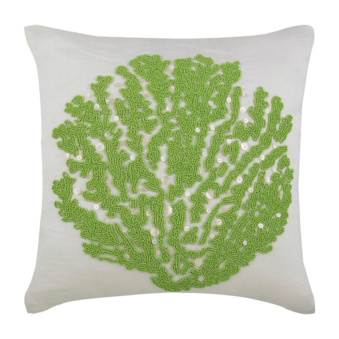 Deep Sea Weeds - Ivory Cotton Linen Decorative Euro Sham