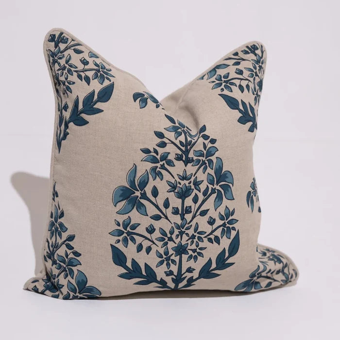 Devon Inner Paisley Print Blue Hand Screen Print Cushion Cover