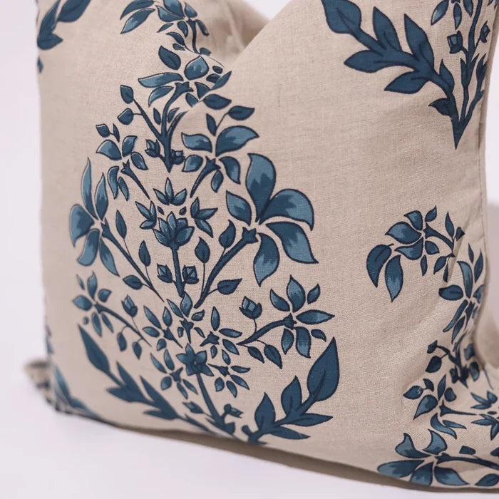 Devon Inner Paisley Print Blue Hand Screen Print Cushion Cover