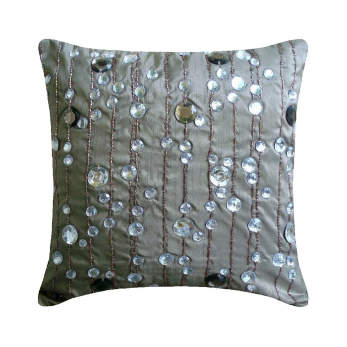 Diamond Strings - Gray Art Silk Decorative Euro Sham