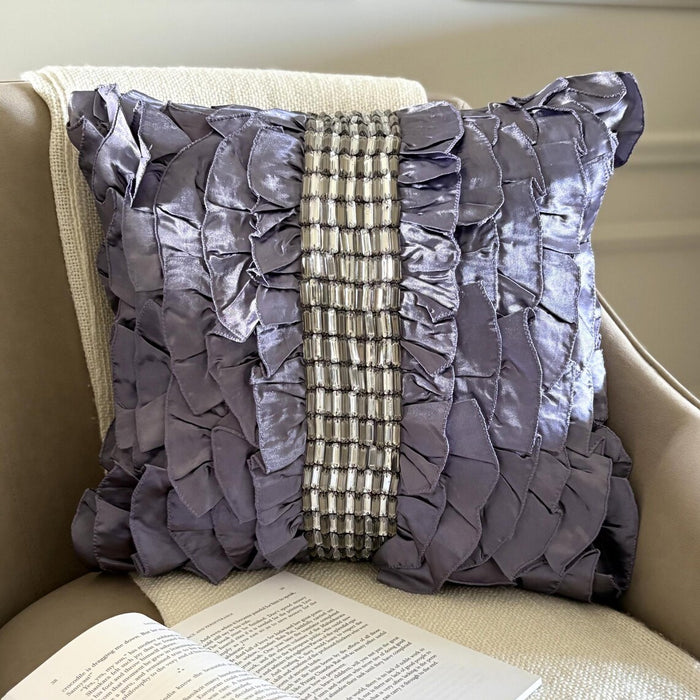 Diamonds N Dreams - Purple Satin Throw Pillow Cover