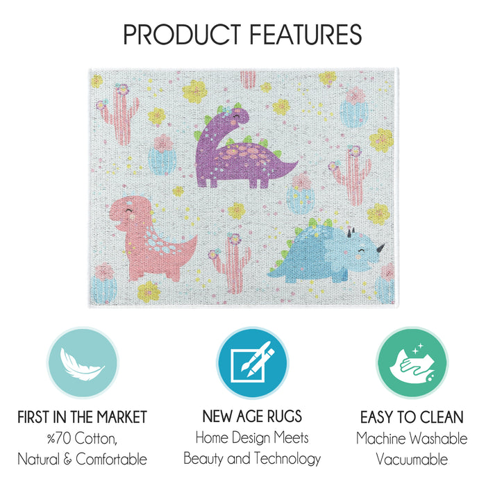 Dino Pattern Large Dish Drying Mat for Kitchen Counter |24 x 18 x 0.25 Inches | Colorful