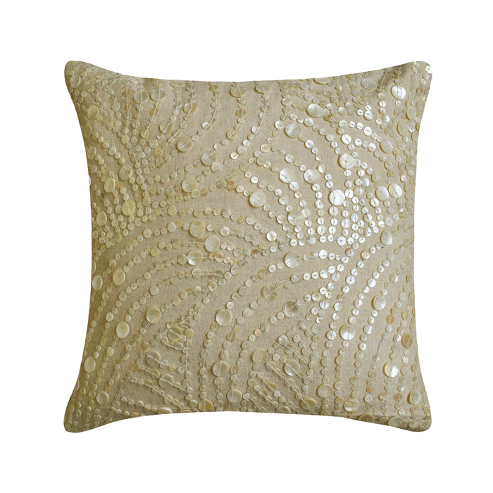 Dreams N Pearls - Natural Beige Cotton Linen Throw Pillow Cover