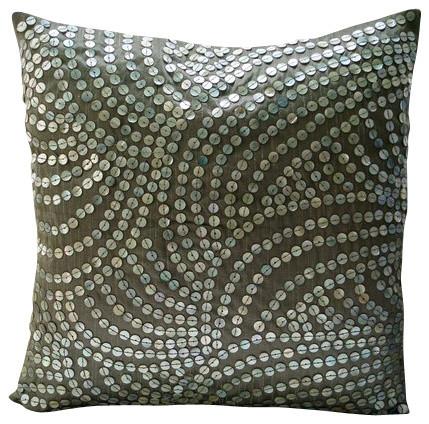 Dreams N Pearls - Natural Beige Cotton Linen Throw Pillow Cover