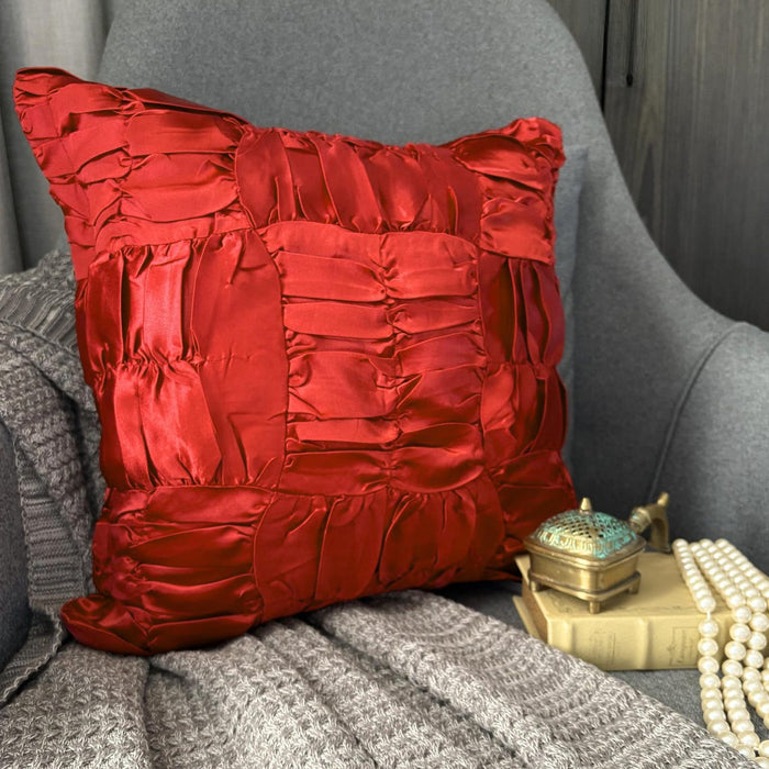 Dreamy Ruby Red - Red Satin Throw Pillow Cover