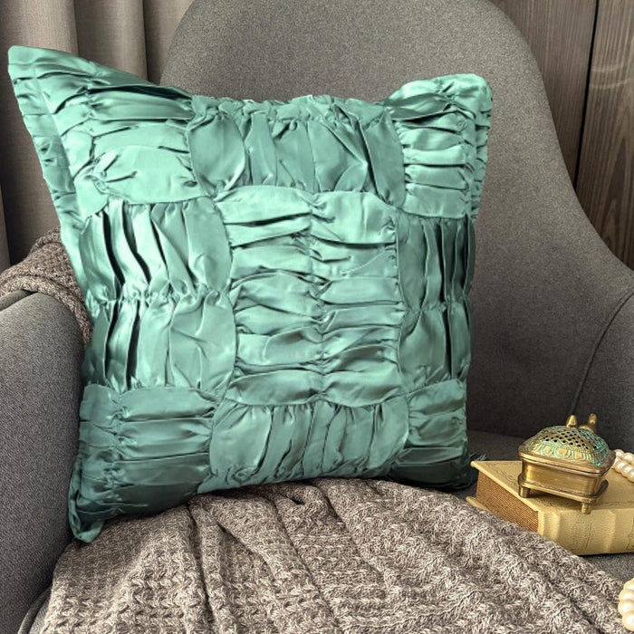 Dreamy Teal - Teal Blue Satin Decorative Euro Sham