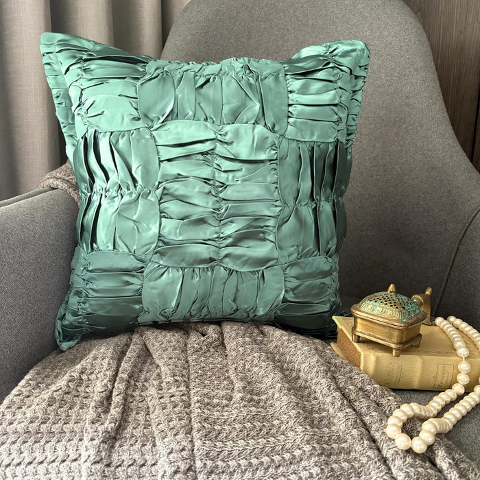 Dreamy Teal - Teal Blue Satin Decorative Euro Sham