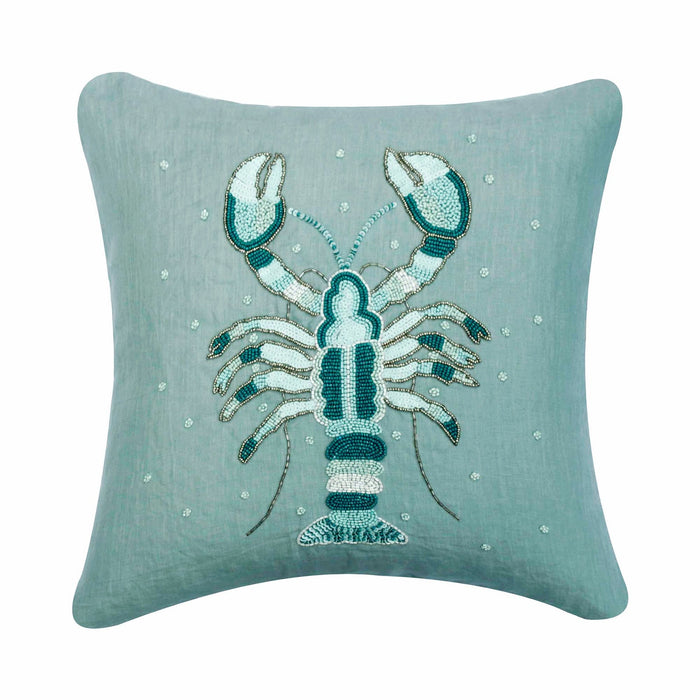 Dull Blue Linen Throw Pillow Cover - Lobster Cool
